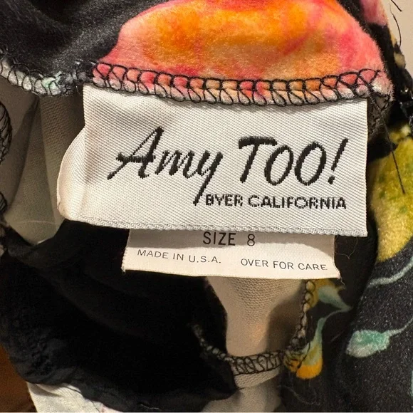 VTG Amy Byer Colorful Floral Puff Sleeve Fit and Flare Dress Velvet Sz 8 Girls - Picture 10 of 11